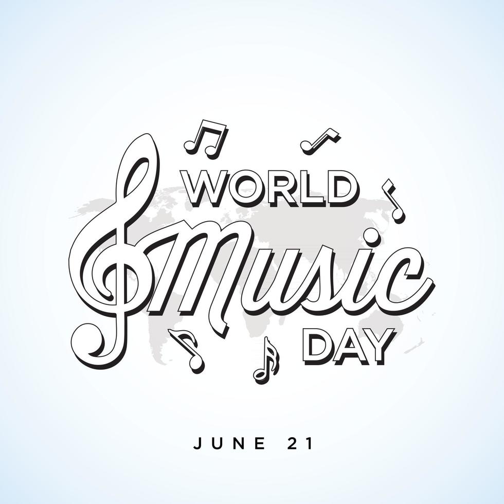 feliz día mundial de la música celebración mano dibujar tipografía - vector