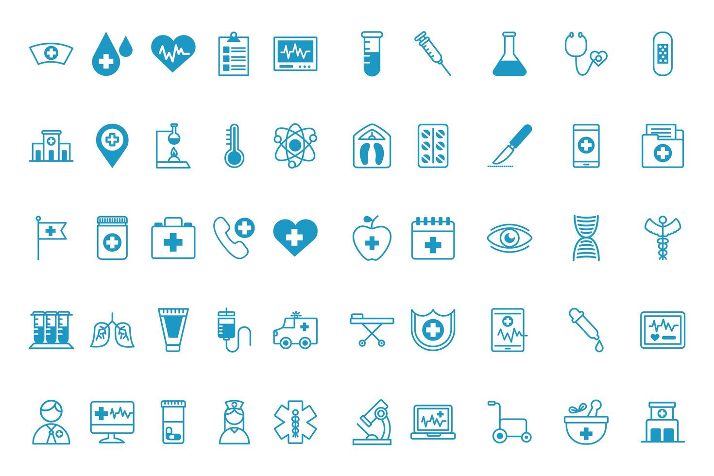 bundle of medical set icons vector