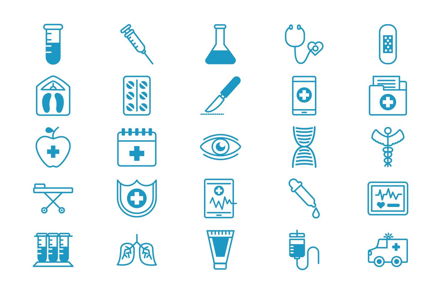 bundle of medical set icons vector
