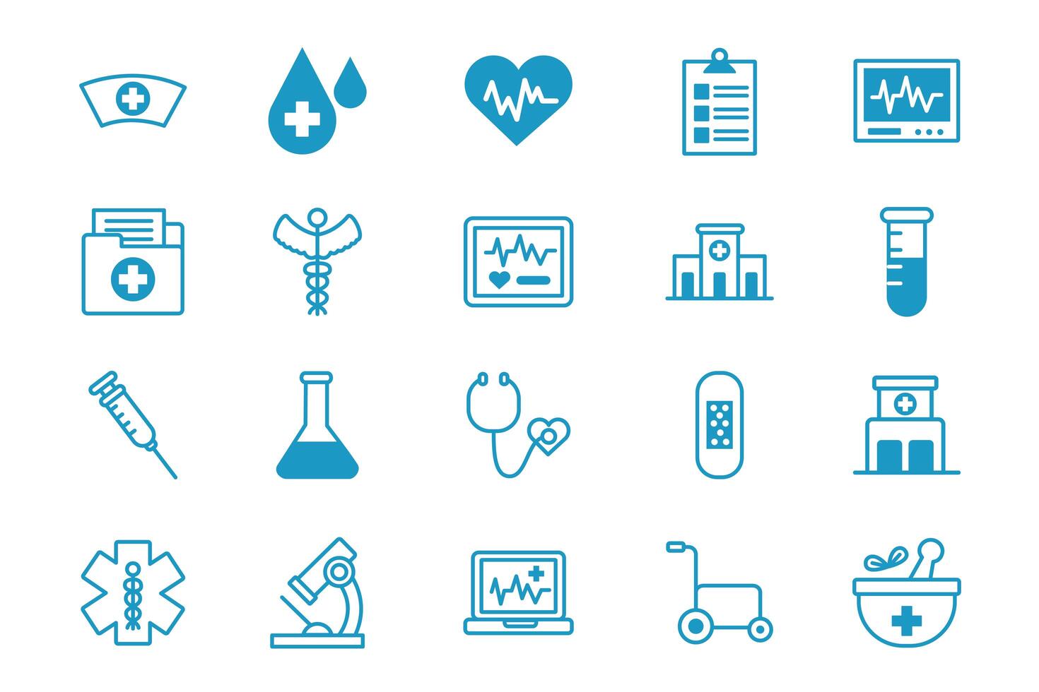 bundle of medical set icons vector