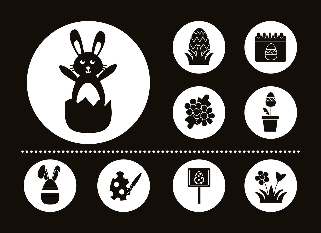 bundle of easter set line icons vector