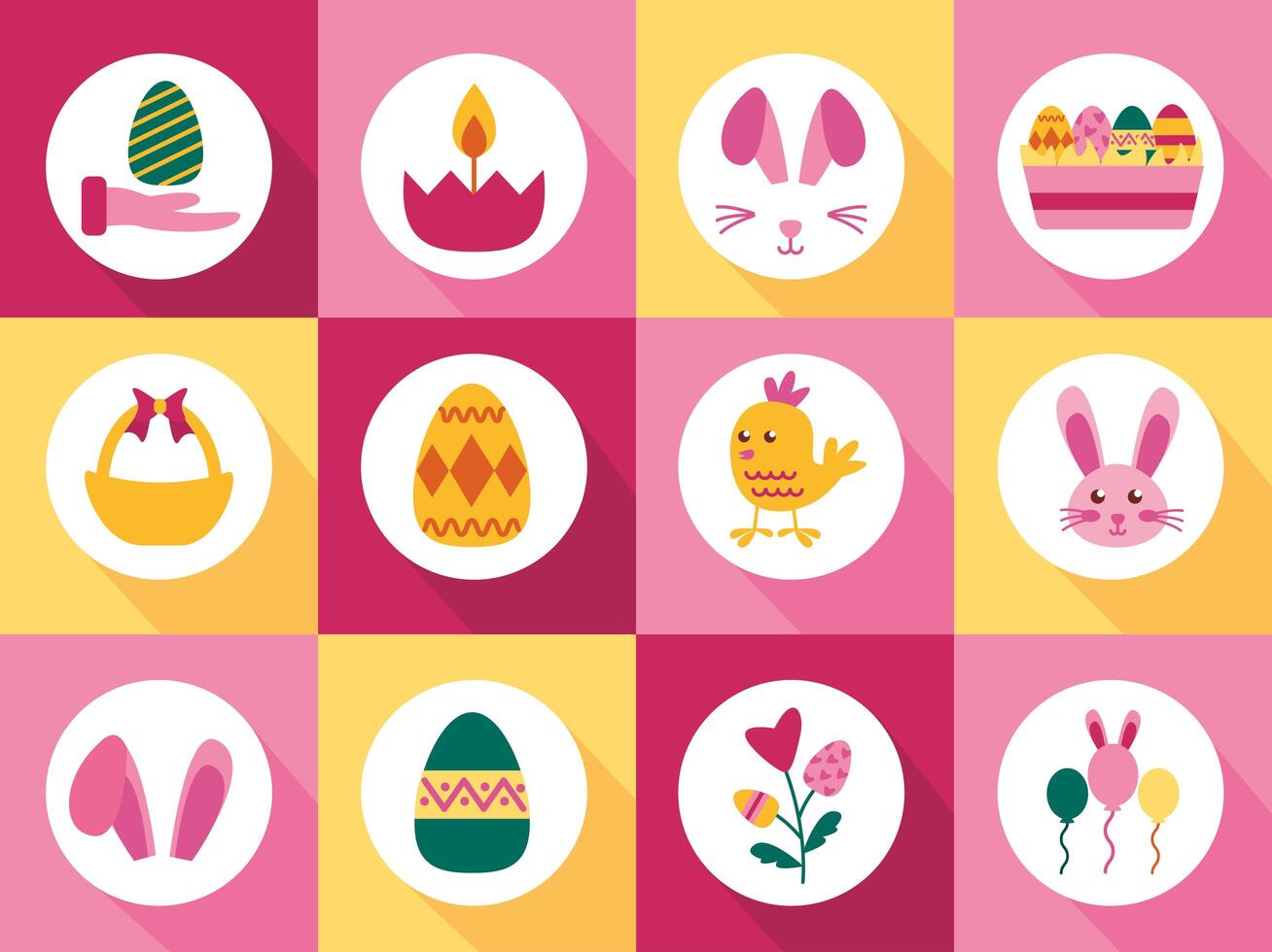 bundle of easter set flat icons vector