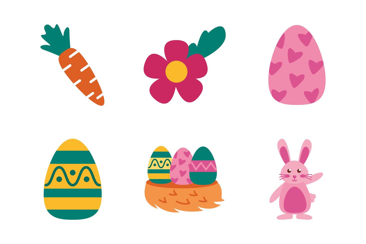 bundle of easter set flat icons vector