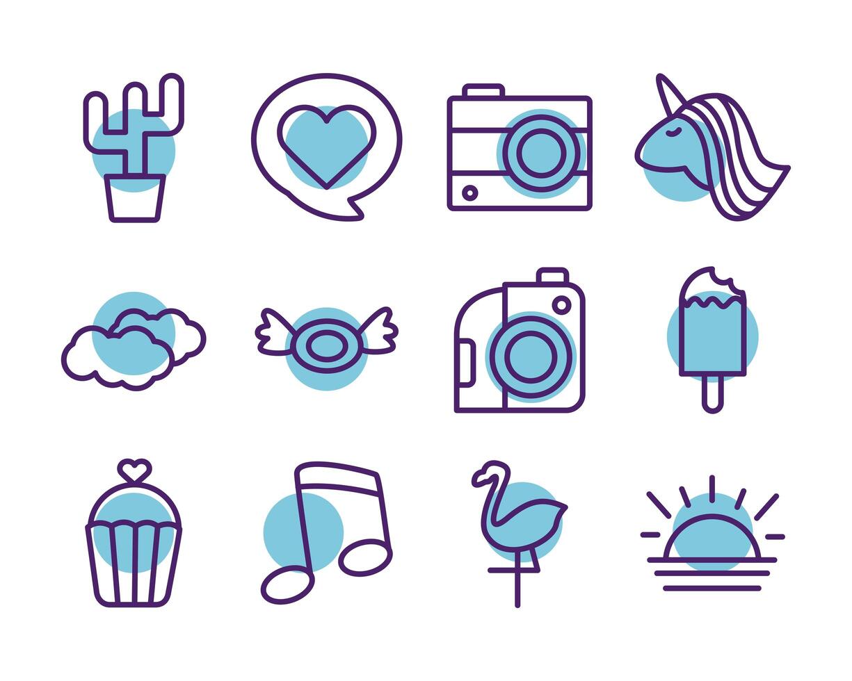 bundle of line s set icons vector