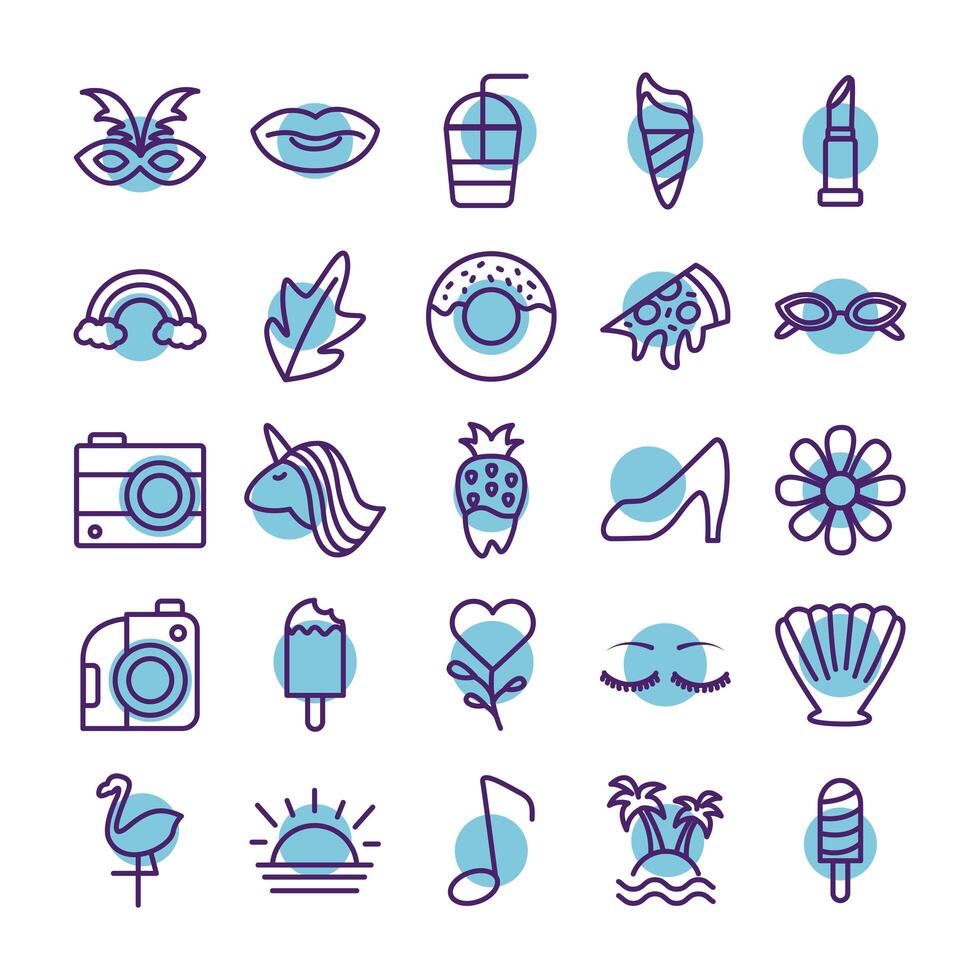bundle of line s set icons vector