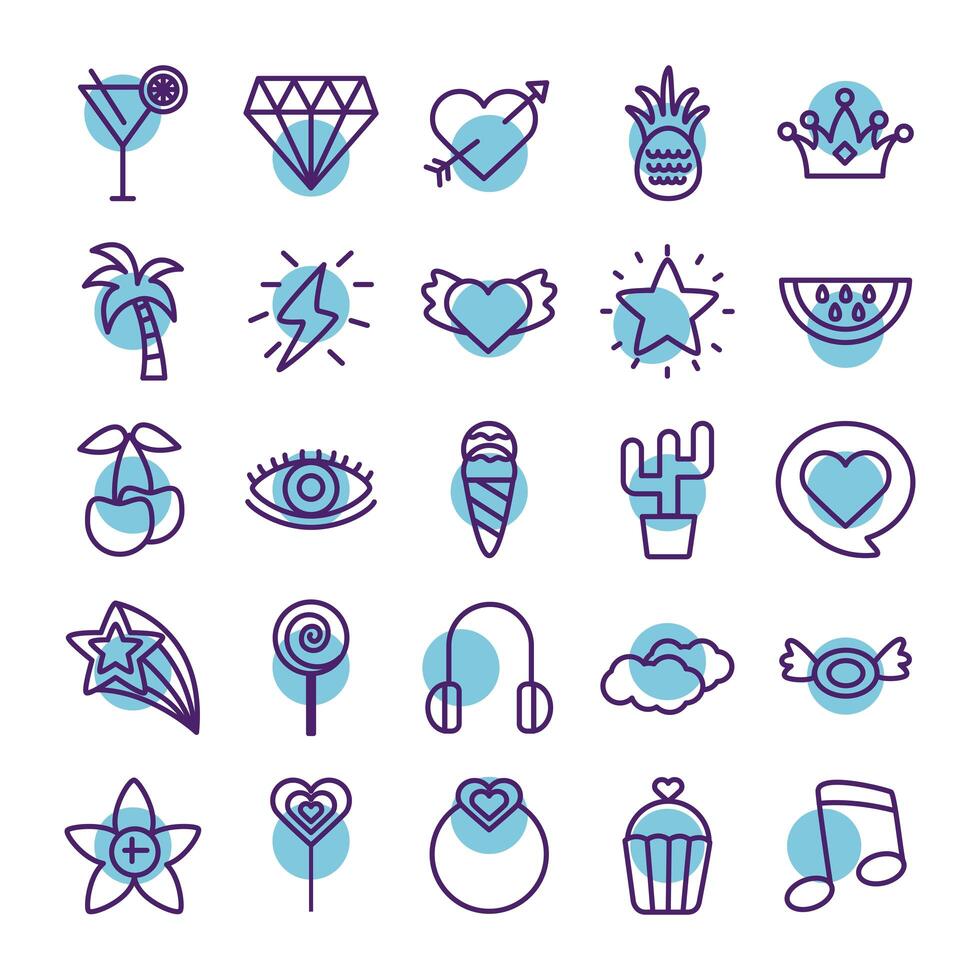 bundle of line s set icons vector