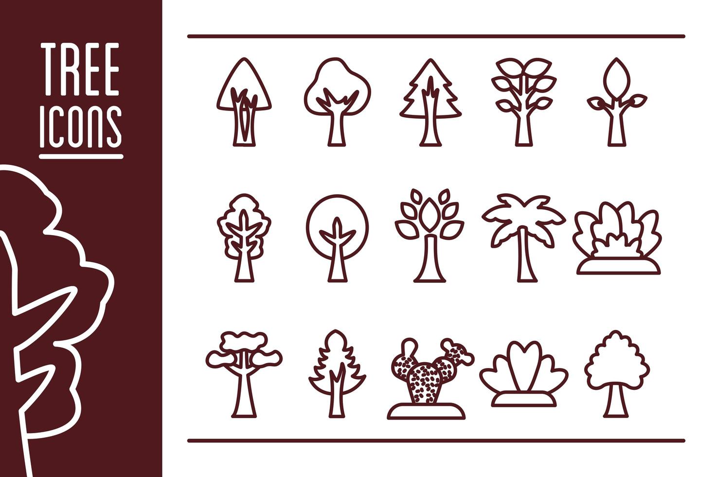 bundle of trees flat style icons and lettering vector