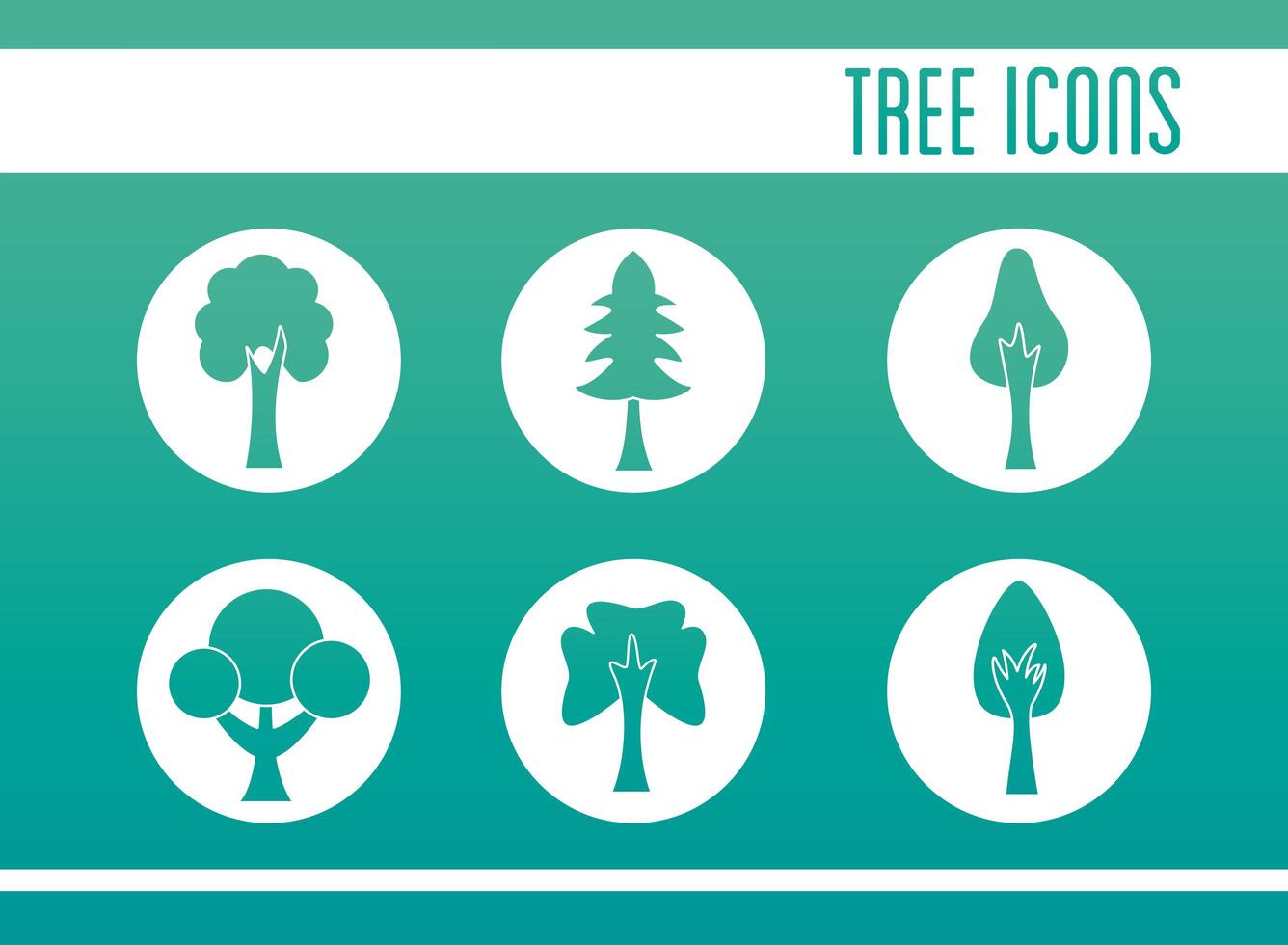 bundle of trees flat style icons and lettering vector