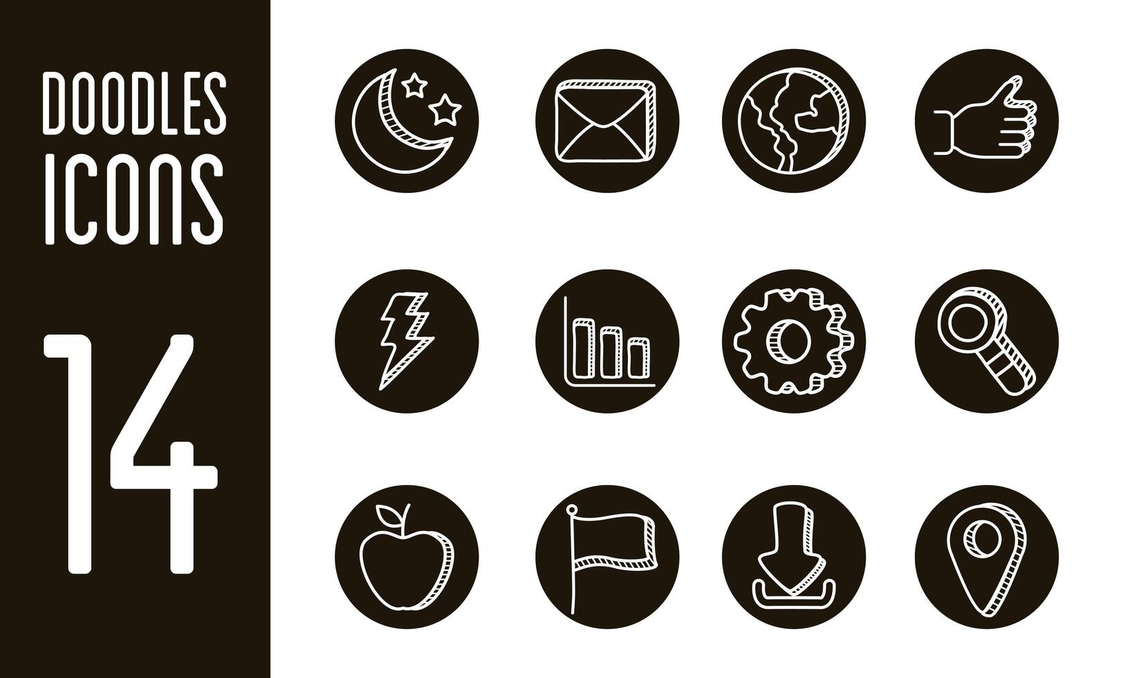 bundle of doodle set icons vector
