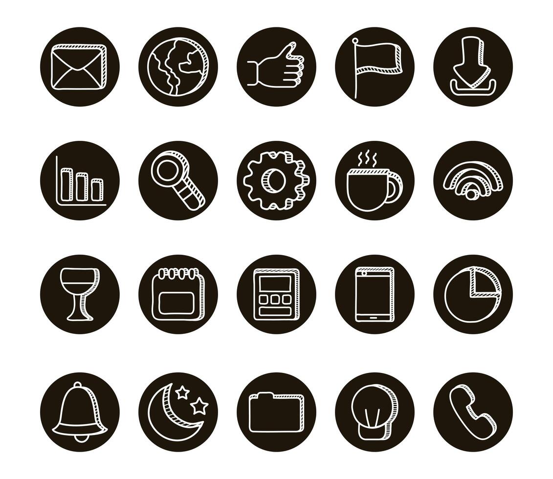 bundle of doodle set icons vector