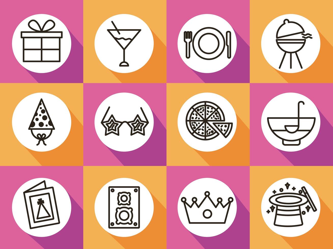 bundle of party set icons and lettering vector