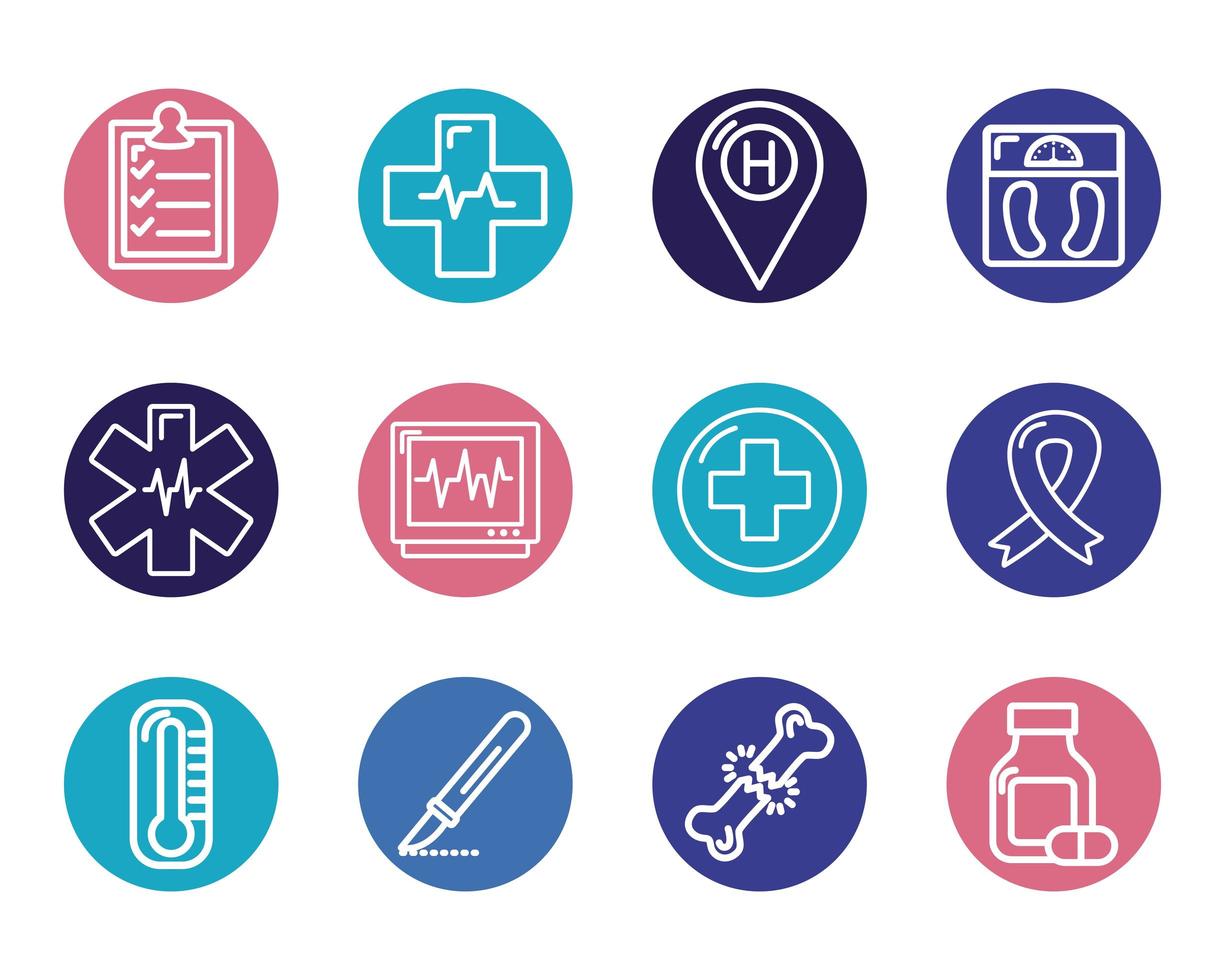 bundle of medical set icons vector