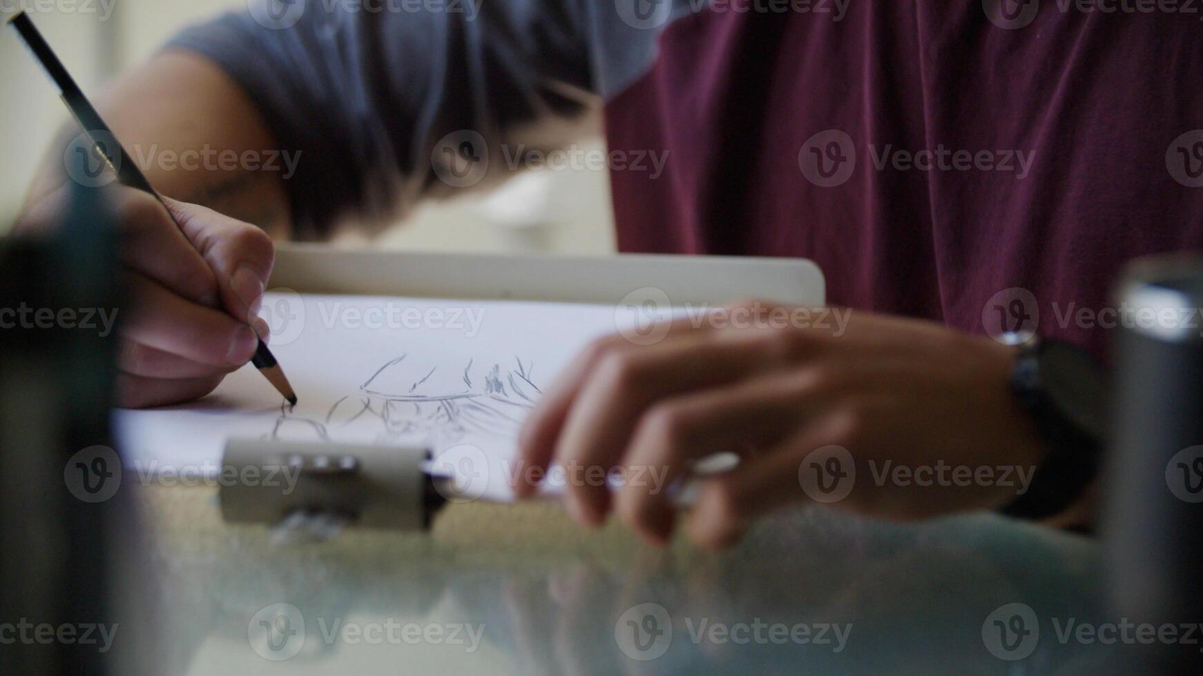 Portrait of man drawing picture photo