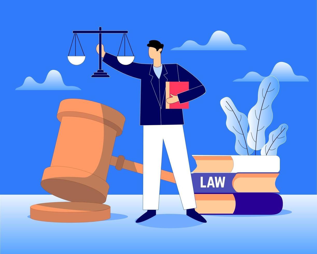 concepto de ilustración de vector de abogado, justicia y derecho