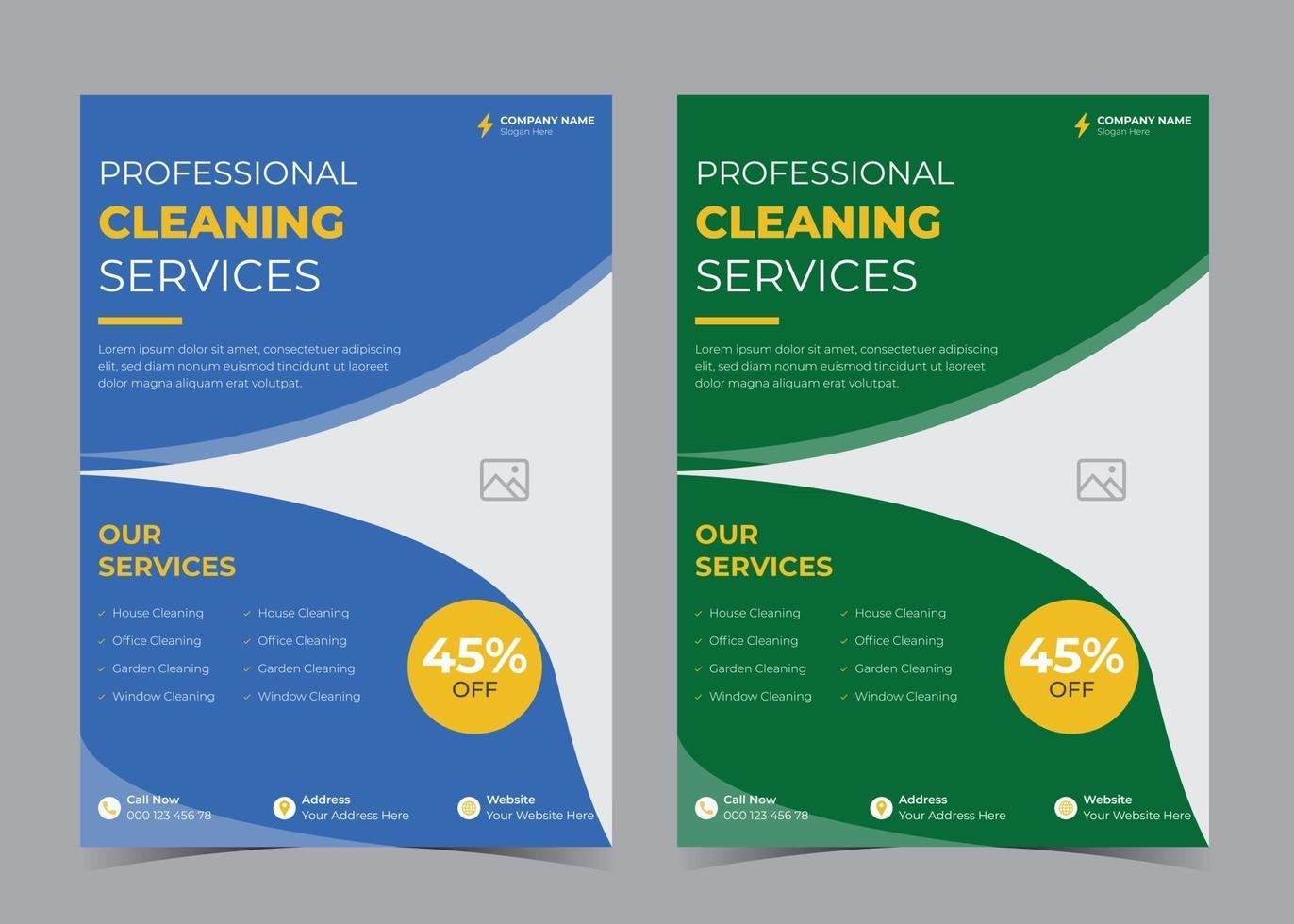 Cleaning Service flyer template. Cleaning service promotional poster flyer template. Cleaning service flyer example. Cleaning service poster design. Commercial cleaning service flyer template vector