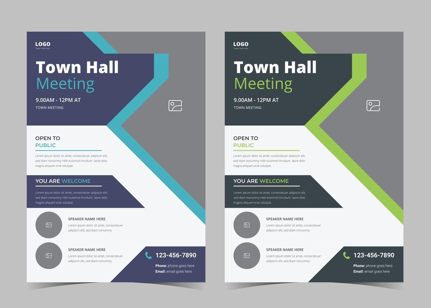 Town hall meeting flyer template. Town hall meeting flyer samples. Conference poster leaflet design vector