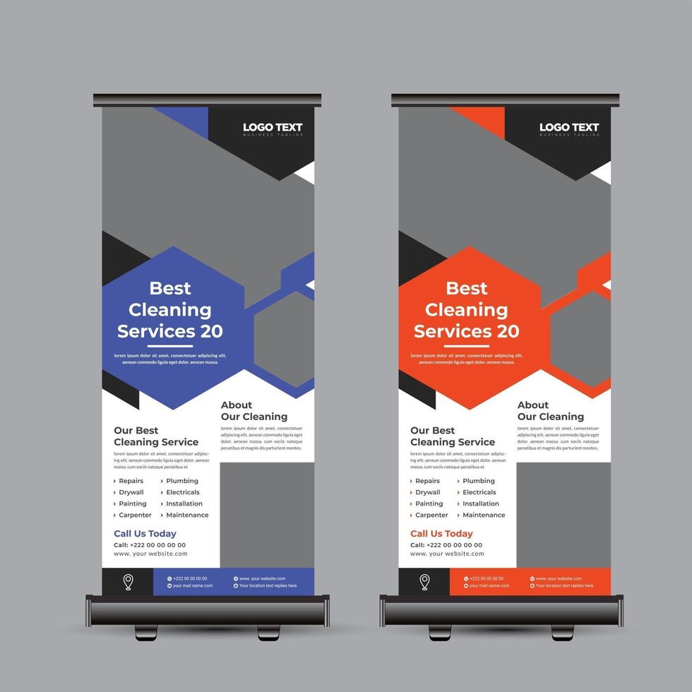 banner enrollable de servicios de limpieza vector