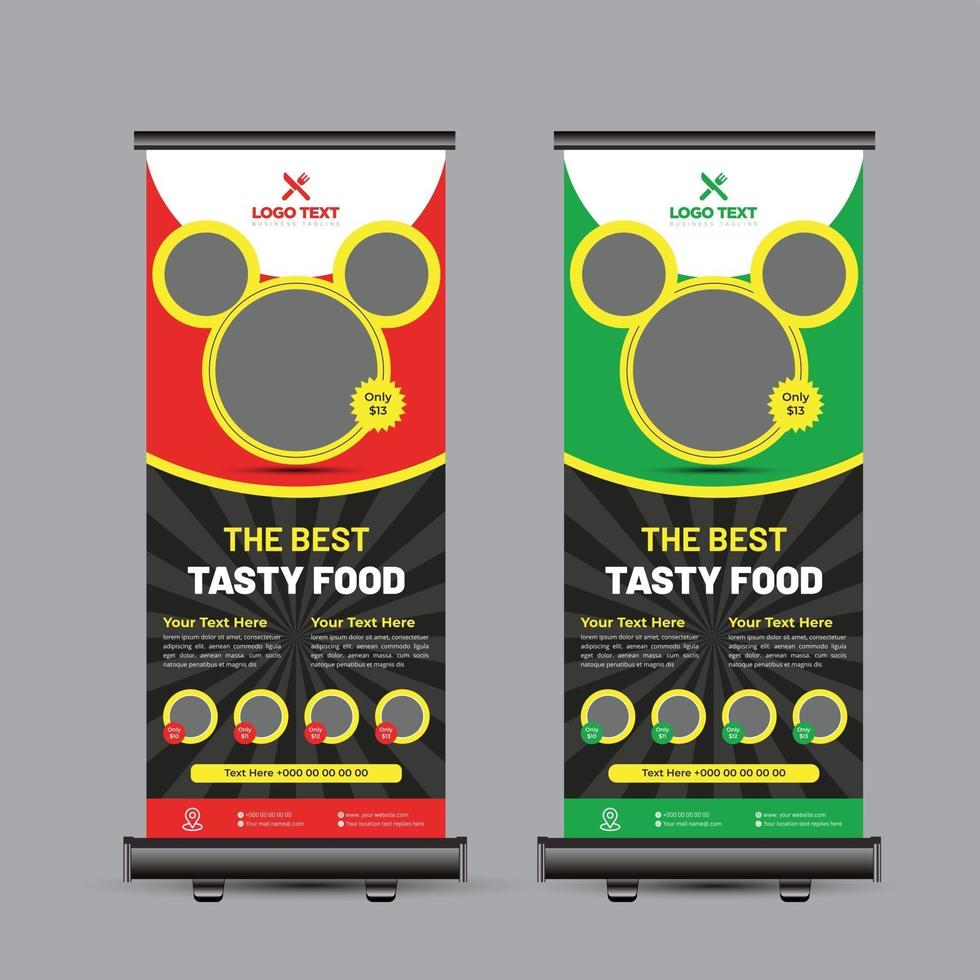 Restaurant Roll Up Banner Template vector