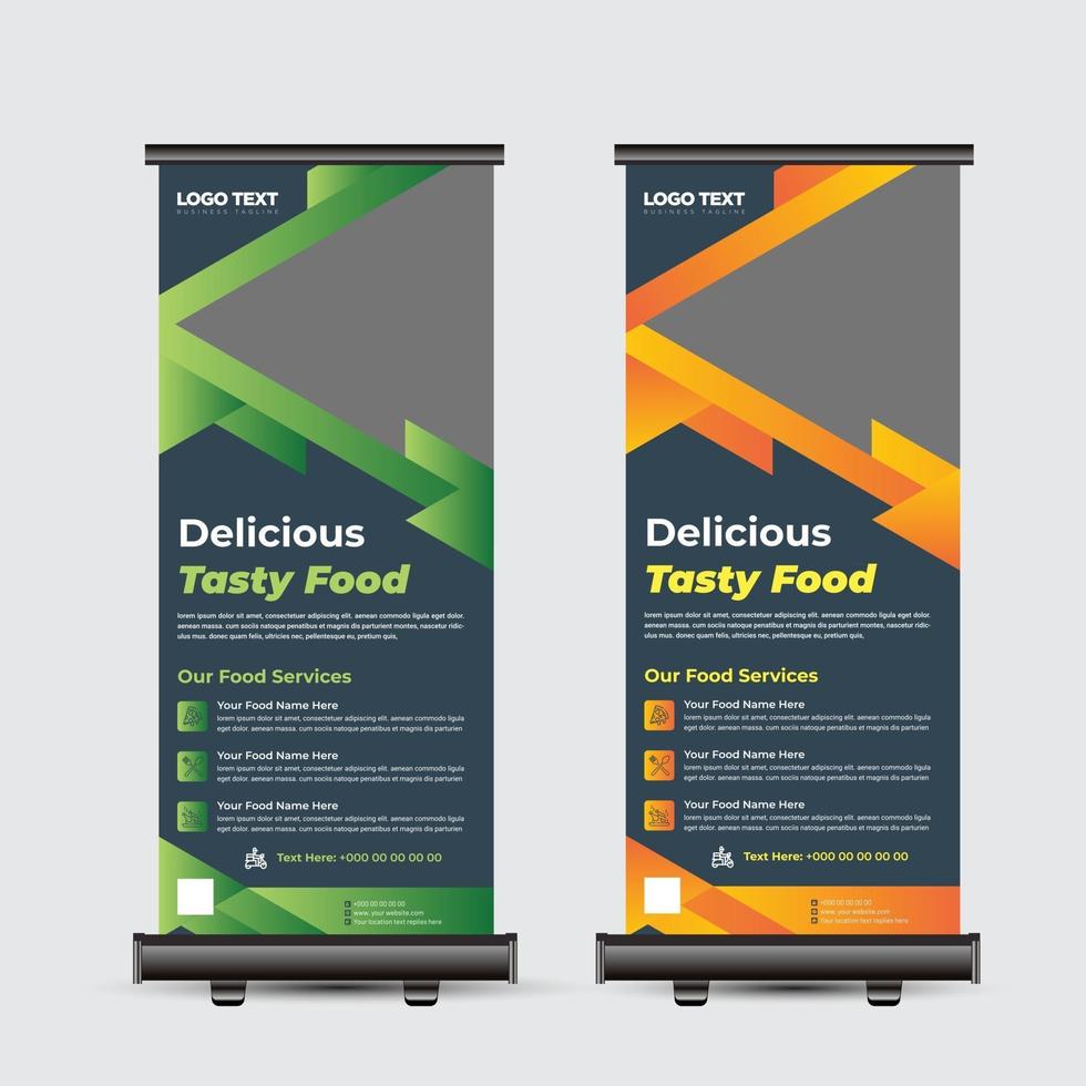 Restaurant Roll Up Banner Template vector