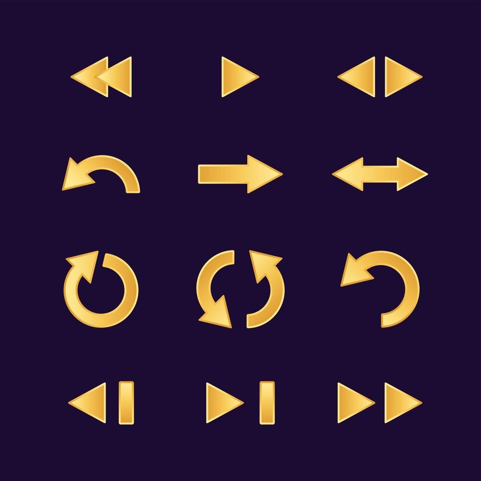 Gold Arrow Icon Set vector