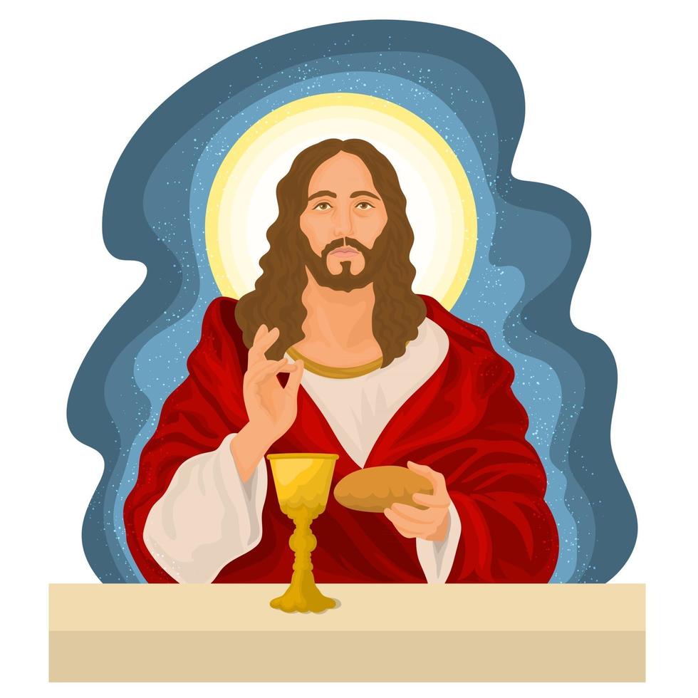 Jesus Christ at the last supper vector