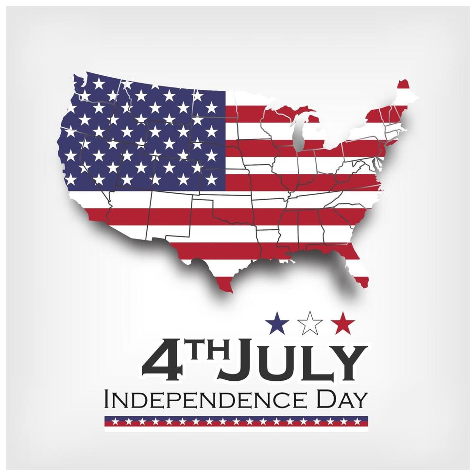 America map and flag. Independence day of USA 4th July. vector