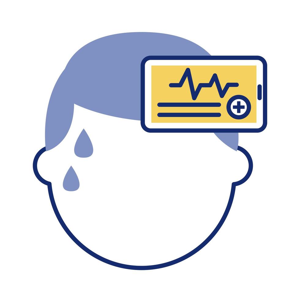 man with pulse cardio line style icon vector