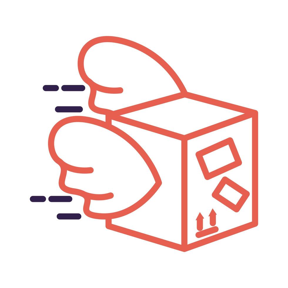box carton packing with wings line style vector