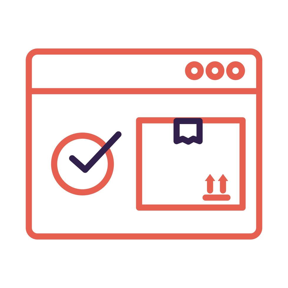 webpage with box carton delivery line style vector
