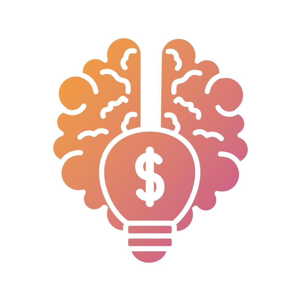 bulb and brain silhouette style icon vector