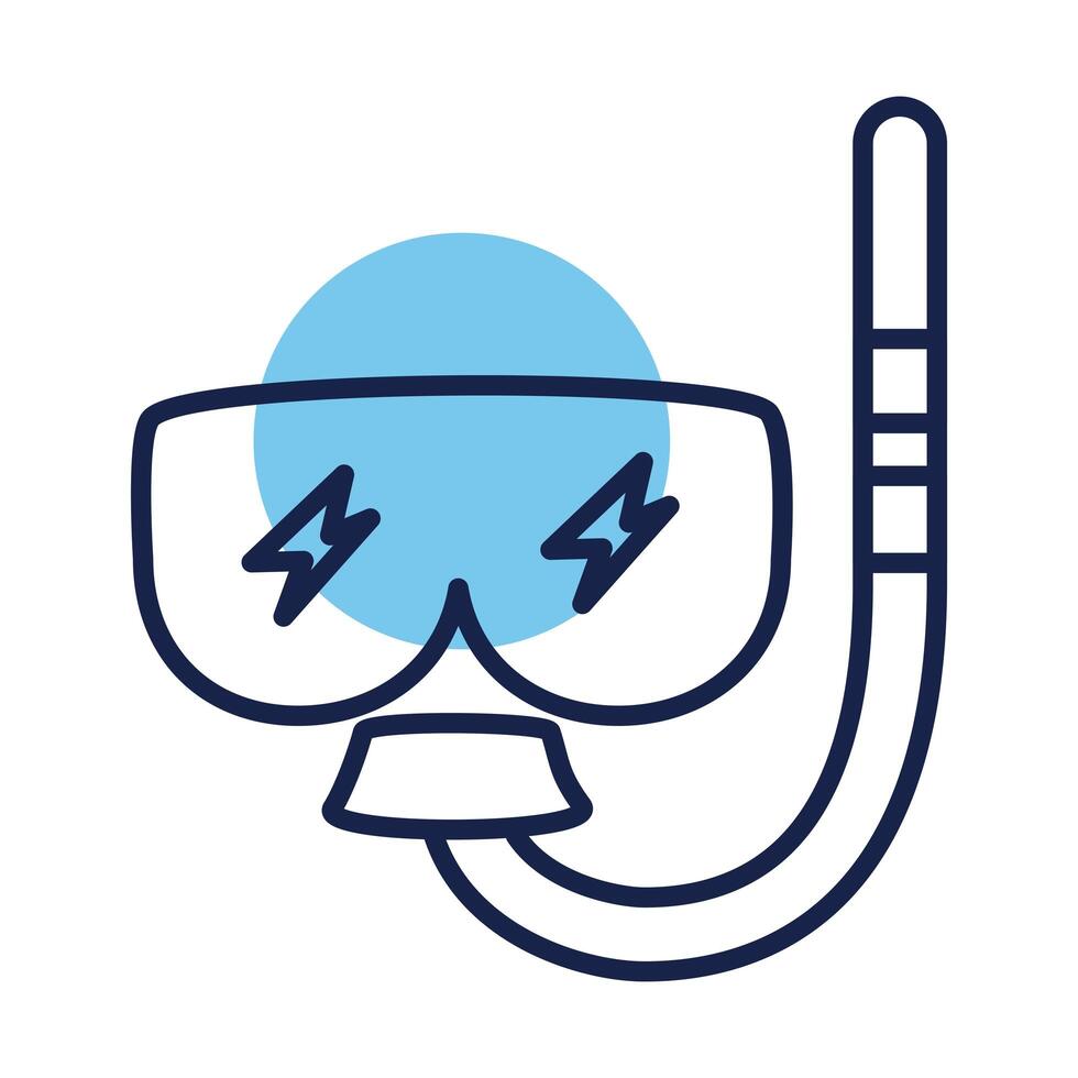 icono de estilo de línea de bloque de accesorios de snorkel vector