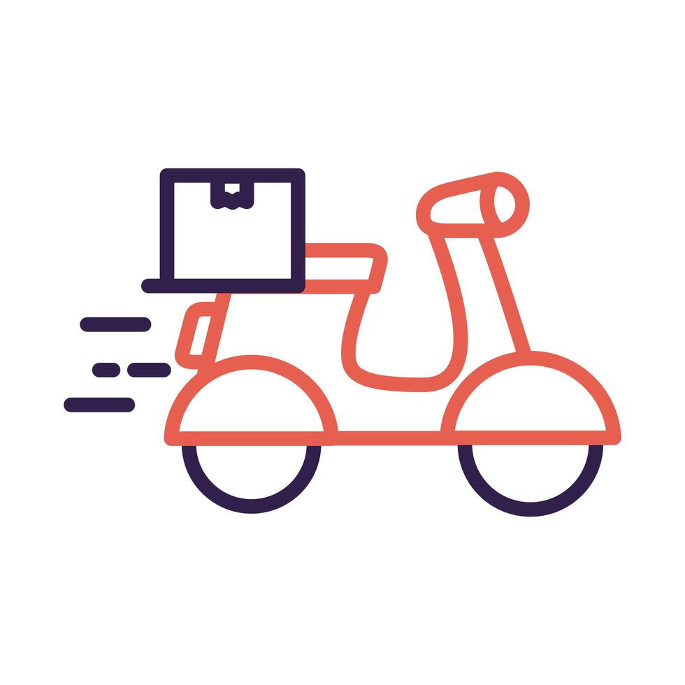 motorcycle vehicle with box delivery line style vector