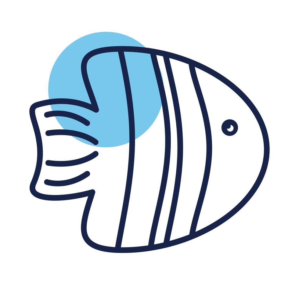 fish sea animal block line style icon vector