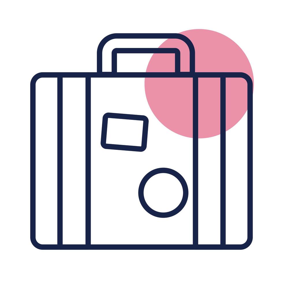 suitcase travel block line style icon vector