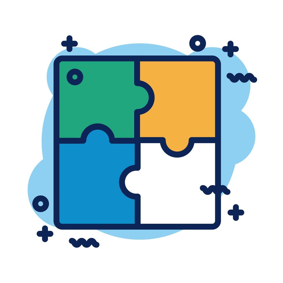 puzzle pieces detail style icon vector