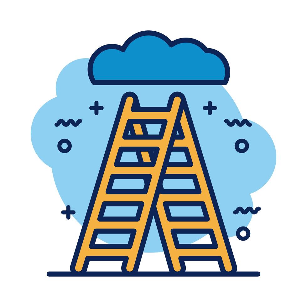 escaleras arriba con icono de estilo de detalle de nube vector