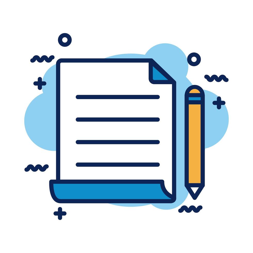 paper document and pencil detail style icon vector