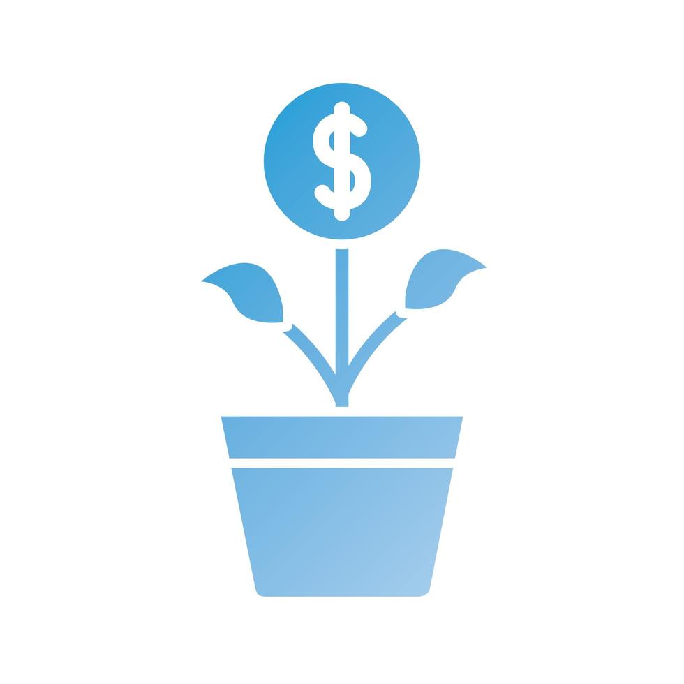 coin houseplant silhouette style icon vector