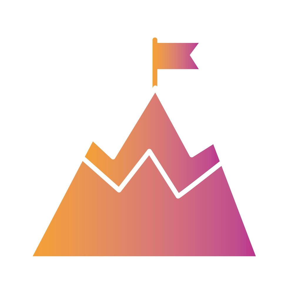 mountain with flag silhouette style icon vector