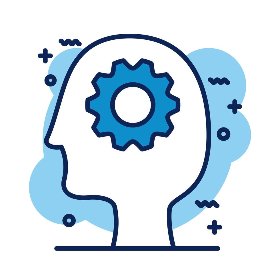 profile with gear detail style icon vector