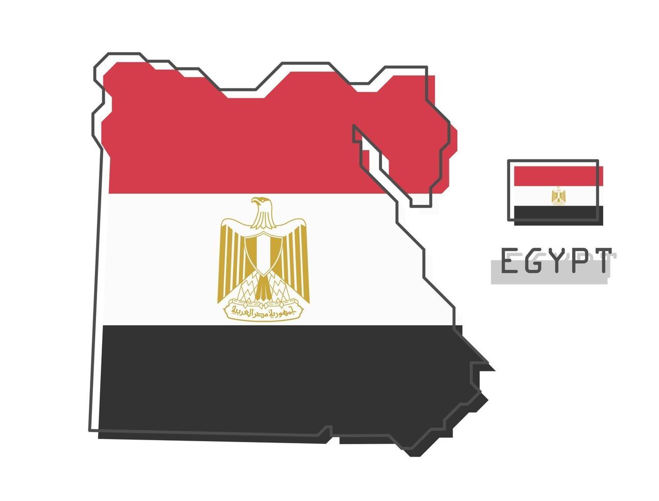 Egypt map and flag. Modern simple line cartoon design. vector