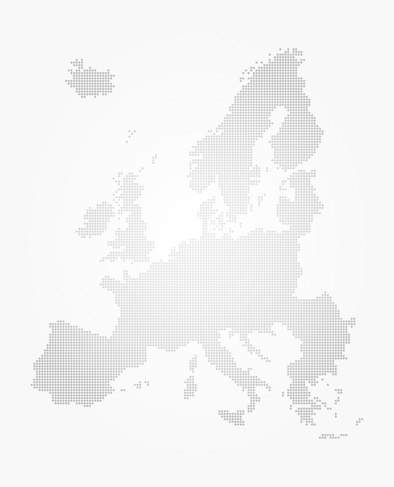 estilo de punto del mapa de Europa sobre fondo gris degradado. vector