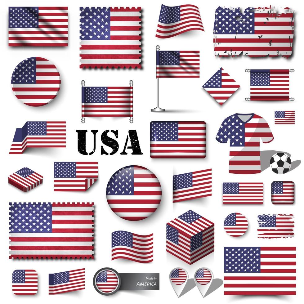 America flag. Set of various shape element vector. vector