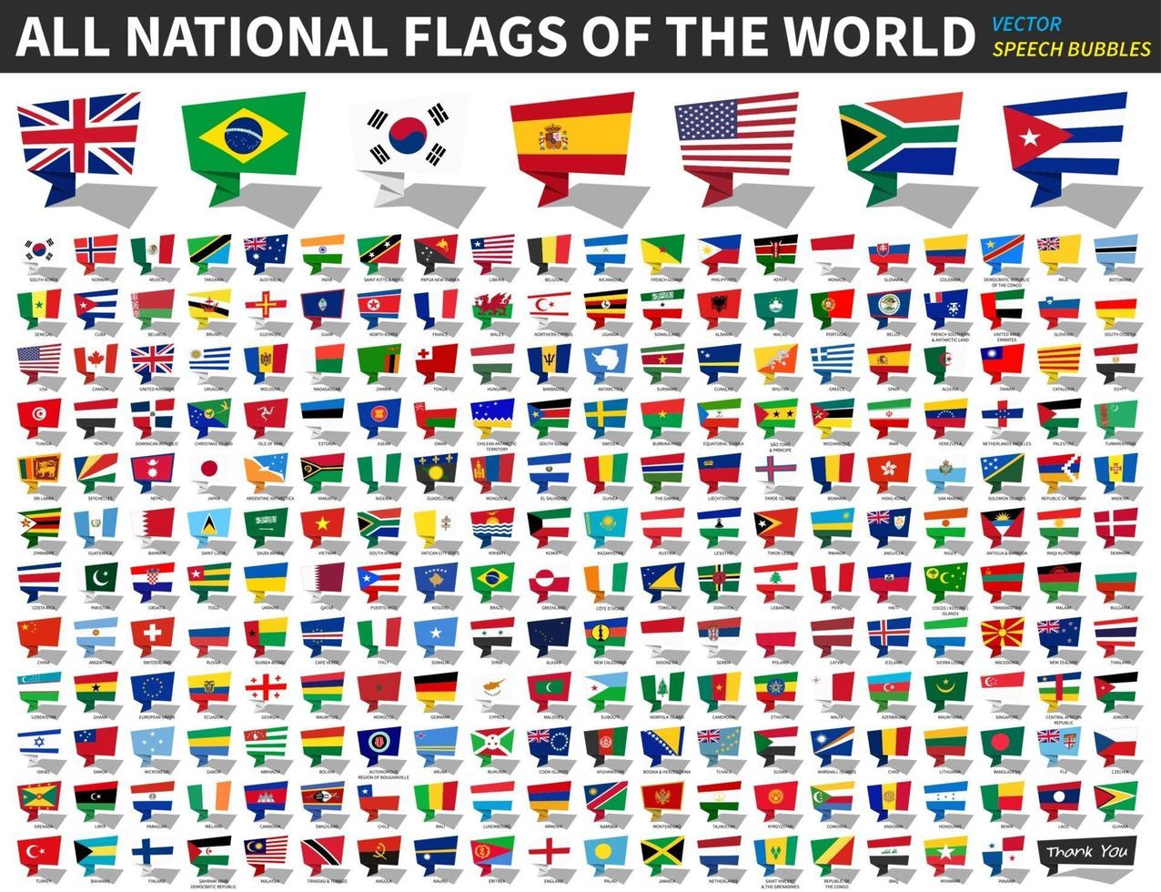 All national flags of the world. Speech bubbles design. vector