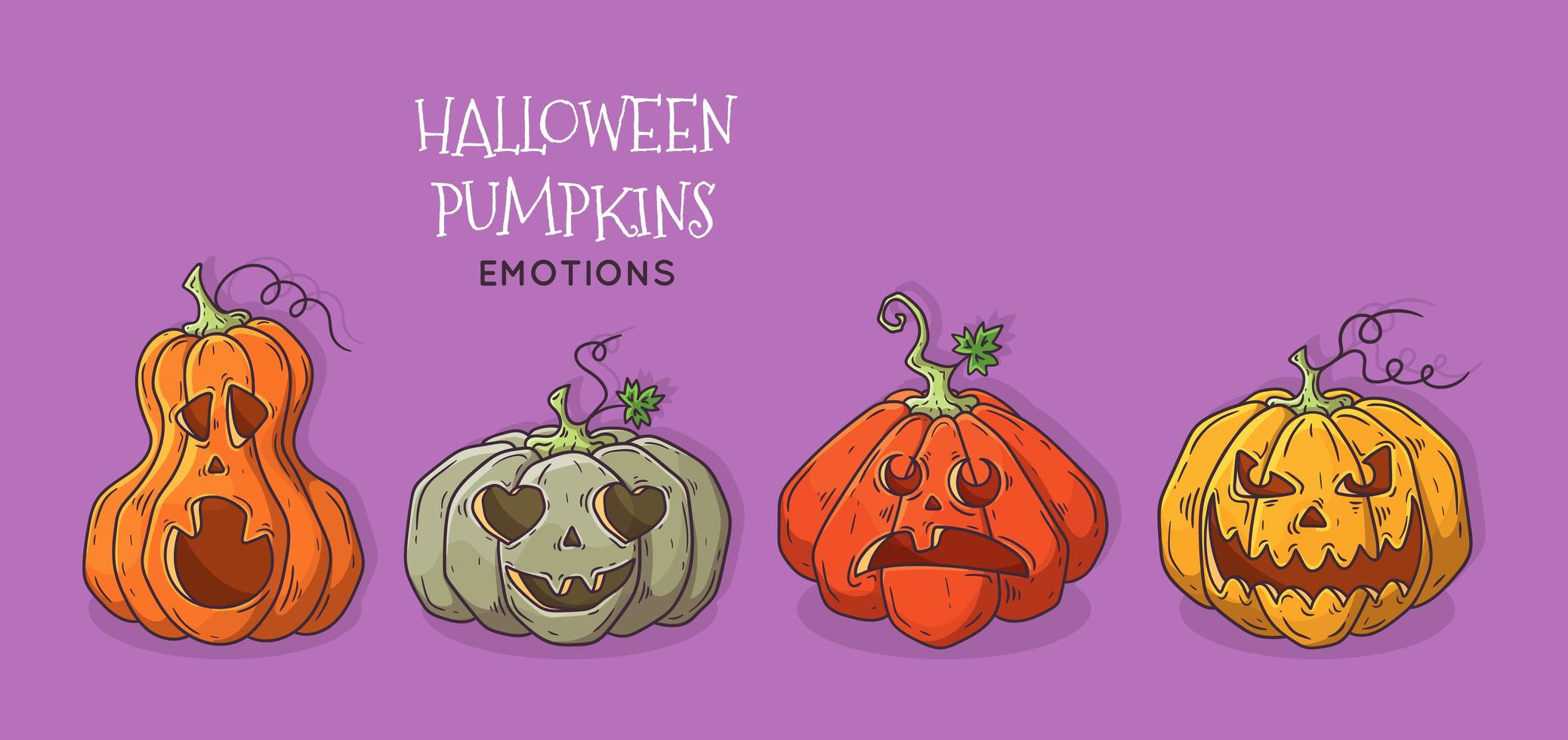Vector hand drawn illustrations. Realistic symbol of Halloween - pumpkin.
