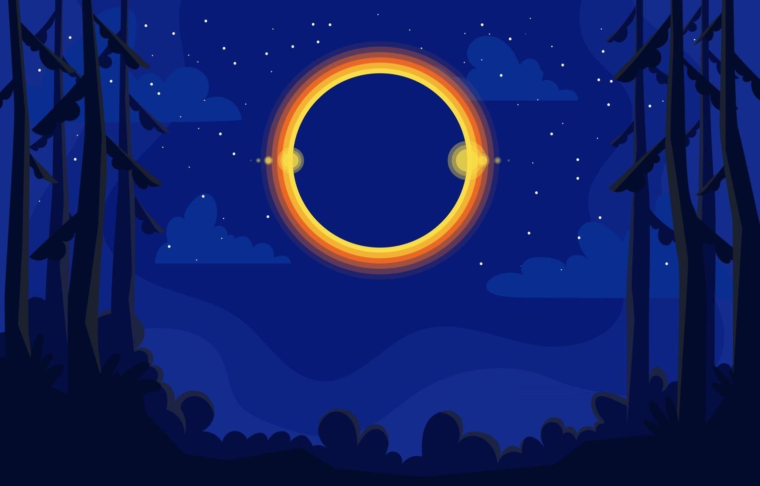 eclipse solar en el bosque vector