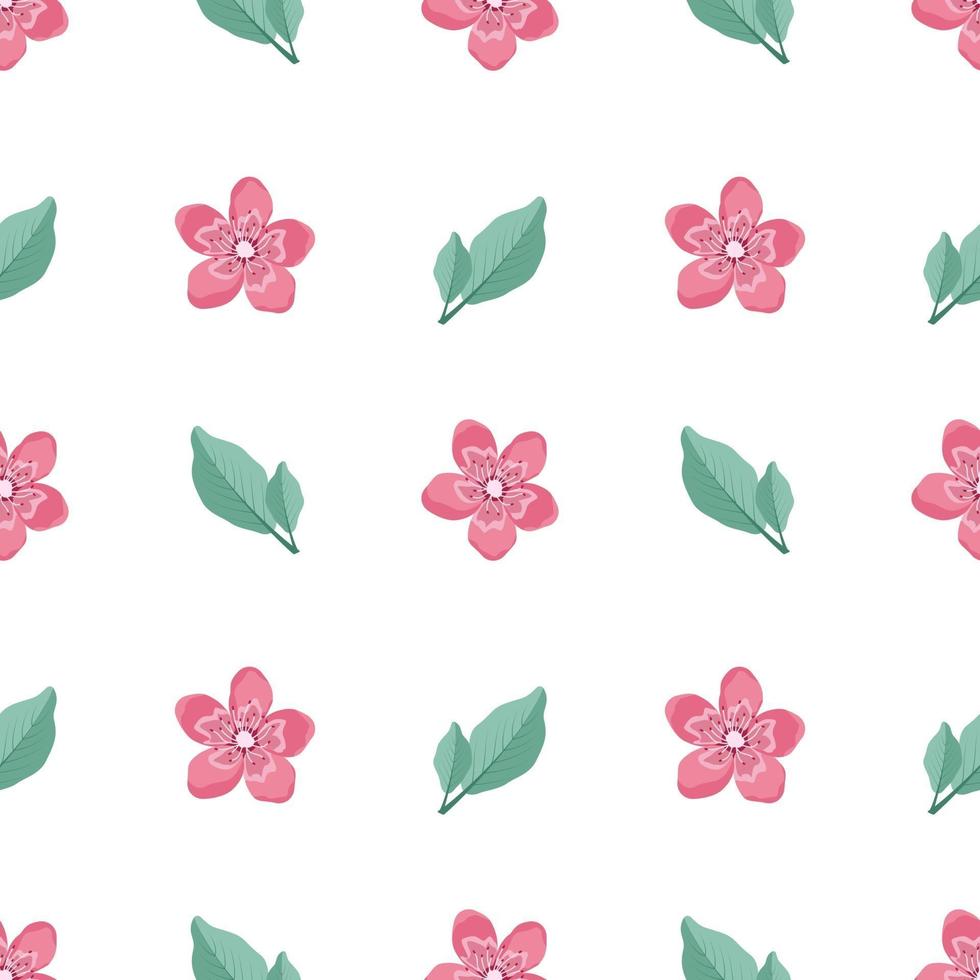 Cute stylish seamless pattern with sakura flowers and twigs. Spring print is suitable for textiles, wrapping paper, various designs vector