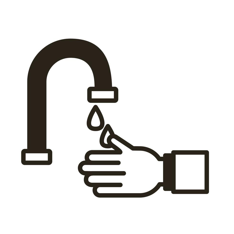 icono de estilo de línea de lavado de manos vector