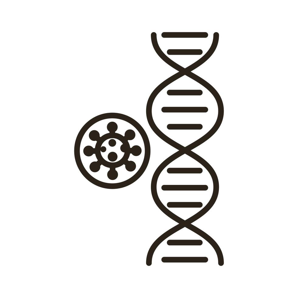 covid19 virus particle with dna molecule line style vector