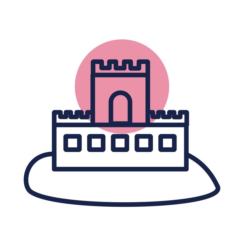 sand castle beach block line style icon vector